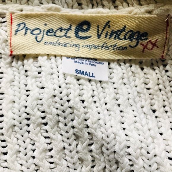 ProjectEVintage White Knit Hooded Button Sweater - Picture 7 of 7
